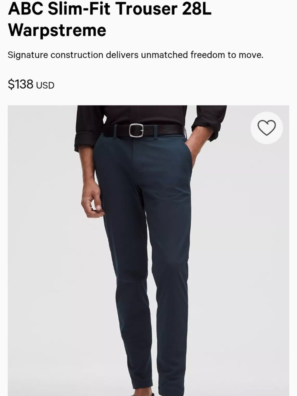 Lululemon ABC Slim Fit Trousers 30x28